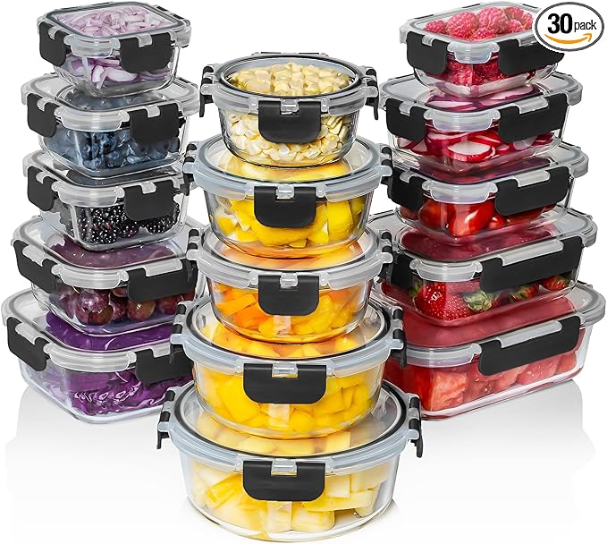 Razab 30 PC Glass Food Storage Containers by RazabHomeGoods