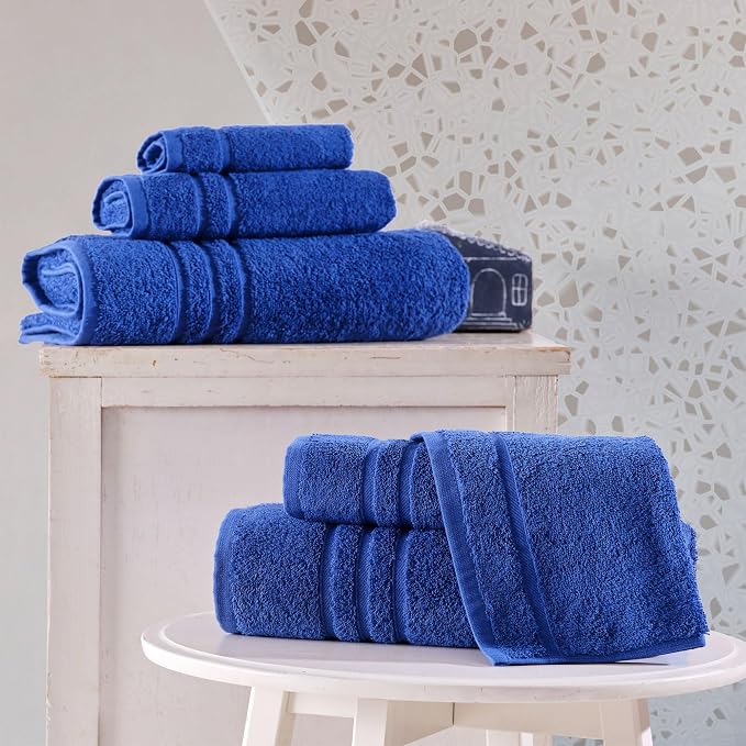 Hawmam Linen Royal Blue 6 Piece Bath Towels Set - Image 2