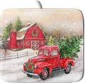 Red Truck Dish Drying Mat Xmas Tree Dish Drainer Rack Mat Winter Microfiber by Giwawa