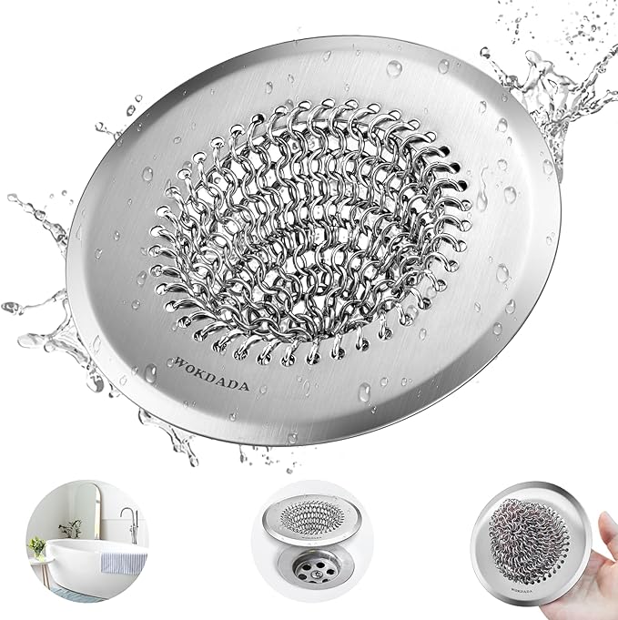 Shower Drain Hair Catcher, Patented Bathtub Drain Cover, Anti-Clog | Reversible by Wokdada