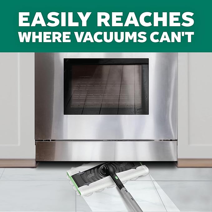 Swiffer Sweep & Mop Deluxe 2-in-1 Multi-Surface Kit for Floor Cleaning, Includes 1 Sweeper Device, 5 Dry Sweeping + 6 Wet Mopping Heavy Duty Cloths, Black