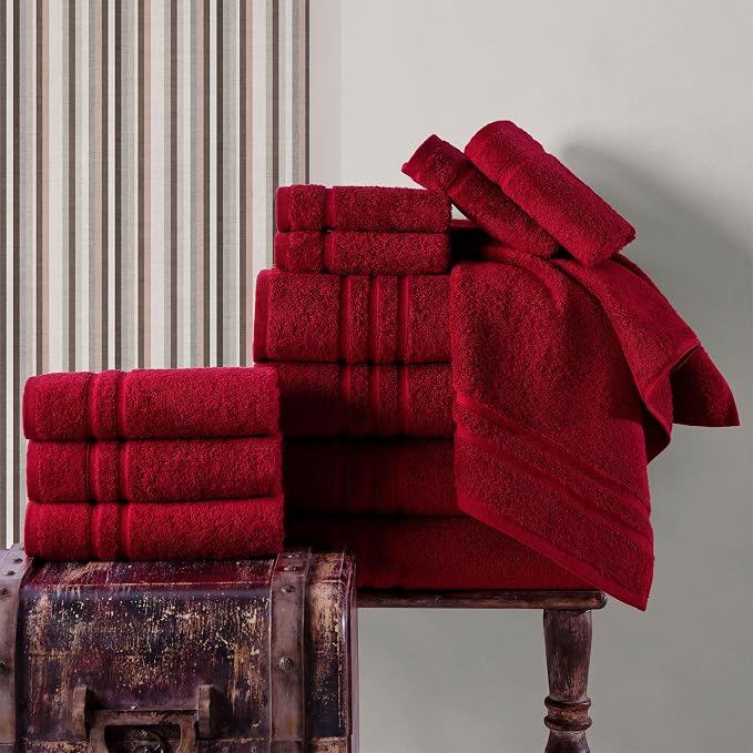 Hawmam Linen Red Bath Towels 4 Pack Soft and Absorbent - Image 4