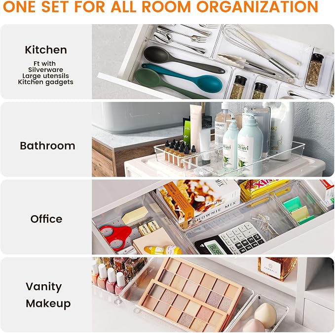 36 Pack Large Clear Plastic Drawer Organizer Bins - Image 3