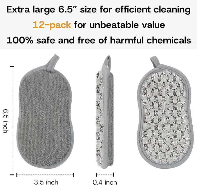 Multi-Purpose Dish Sponges Kitchen, Dual-Sided Non Scratch Scrub Sponges | - Image 7