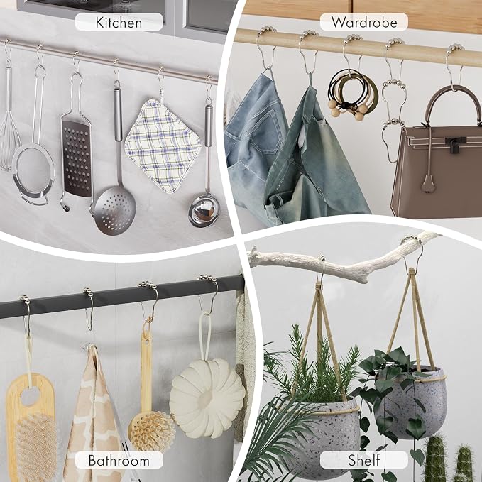 Shower Curtain Hooks, Decorative Rust Proof Stainless Steel Shower Curtain Hooks - Image 8