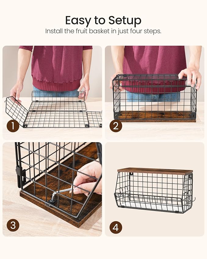 CHOEZON 2-Tier Fruit Basket for Kitchen, Stackable Hanging Basket Wire Baskets - Image 6