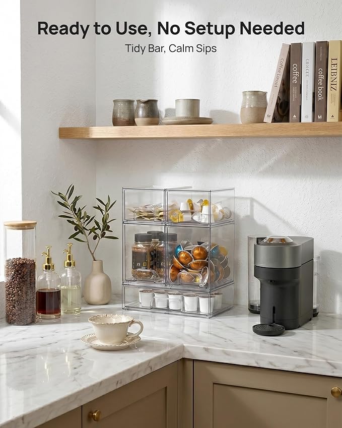 Vtopmart Clear Stackable Storage Drawers Set of 7, Plastic Organizer Bins | - Image 2