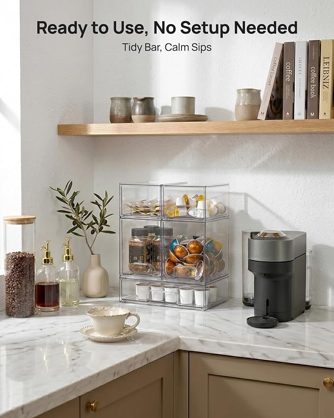 Vtopmart Clear Stackable Storage Drawers Set of 5, Plastic Organizer Bins | - Image 2