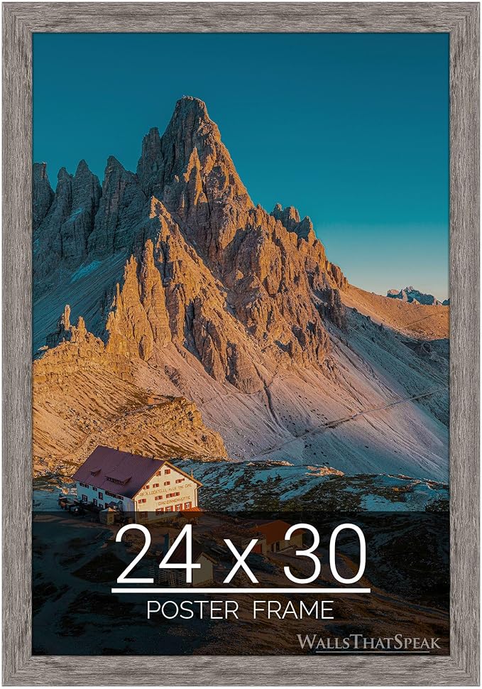 wallsthatspeak 24x30 Gray Barnwood Picture Frame for Puzzles Posters Photos or Artwork