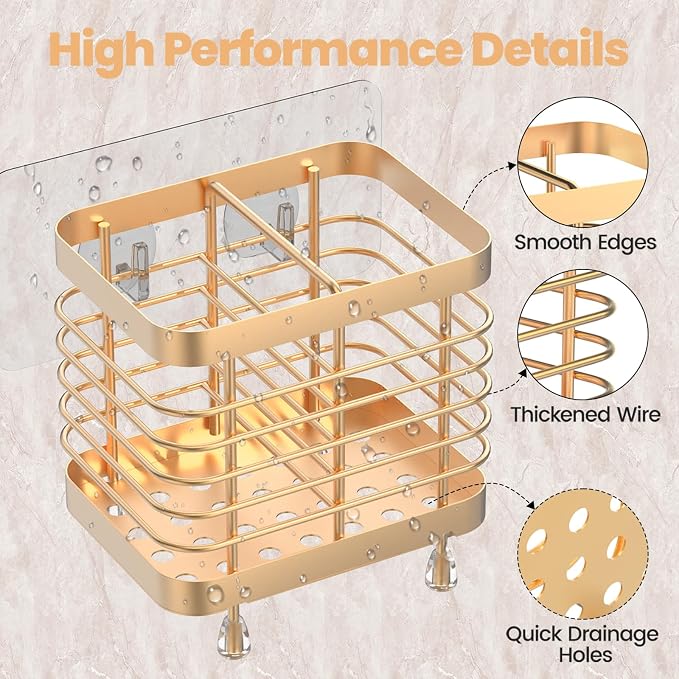 Luxspire Toothbrush Holders for Bathroom, Stainless Steel, 2 Slots, Rose Gold | - Image 5