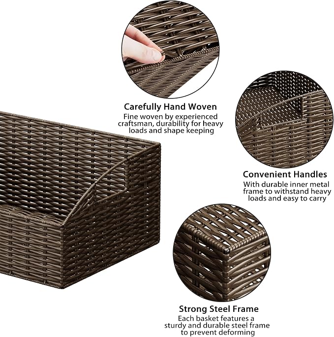 Pantry Baskets for Organizing, Wicker Basket Shelf Storage - Image 3