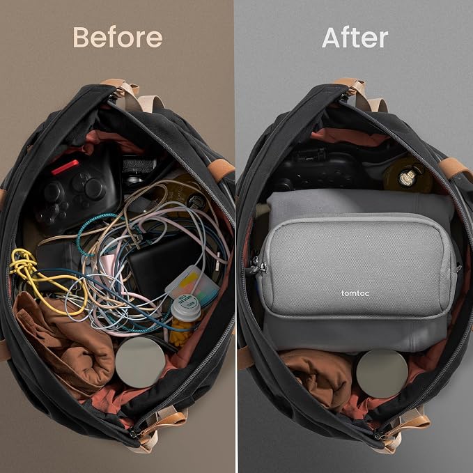 tomtoc Electronic Organizer Travel Case, Dual Compartment Tech Organization | - Image 4