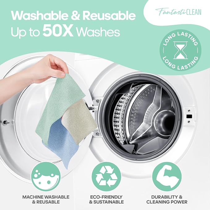 Fantasticlean Microfiber Cleaning Cloth Roll, 60 Pack, Mint Green - Image 9