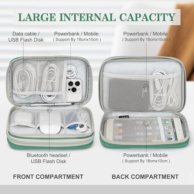 FYY Electronic Organizer, Travel Tech Pouch Bag, Waterproof, Double Layers - Image 3