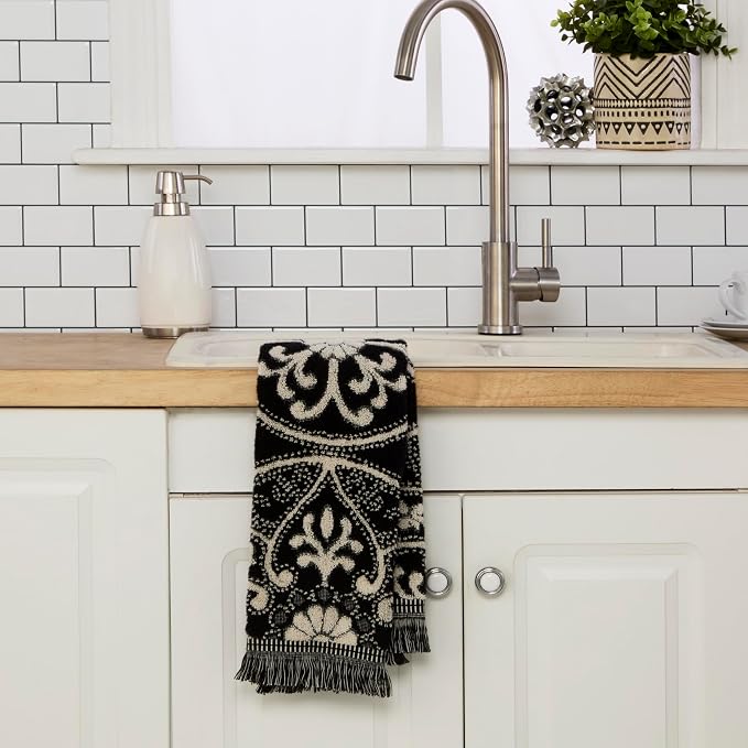 SKL Home Amherst Medallion Hand Towel Set-2pc, Premium 100% Cotton, reversible - Image 2