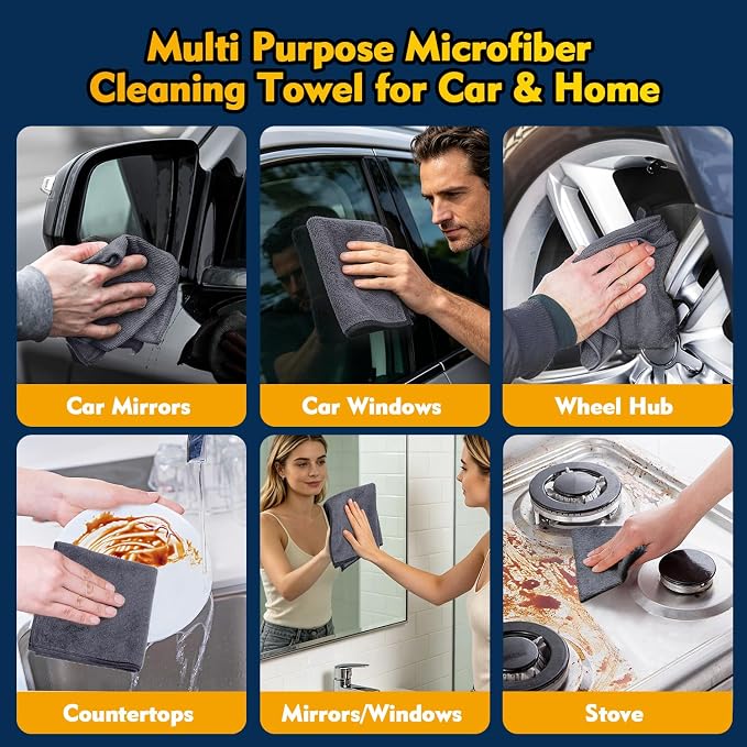 HOMEXCEL Microfiber Cleaning Cloth 12 Pack, 12.5 x 12.5 inch Microfiber Towels - Image 5