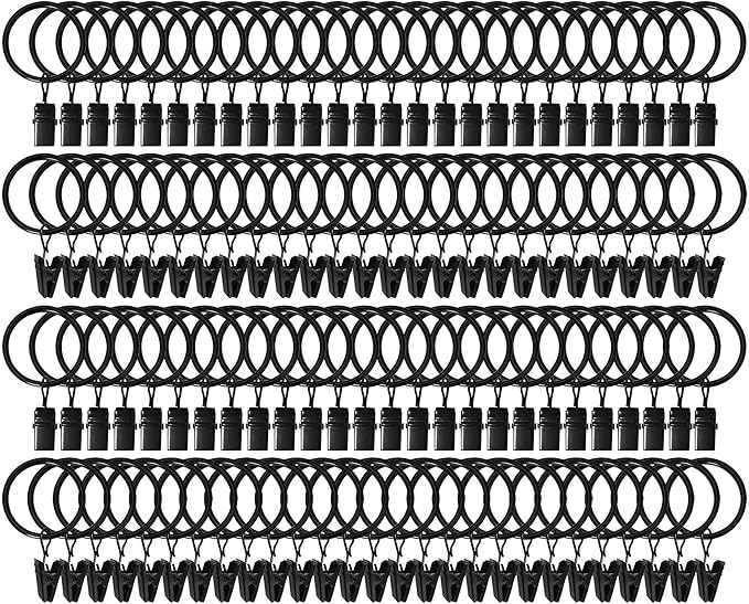 105 Pack Curtain Clips with Rings 1.26" Interior Diameter, Metal Drapery Ring by LULARINE