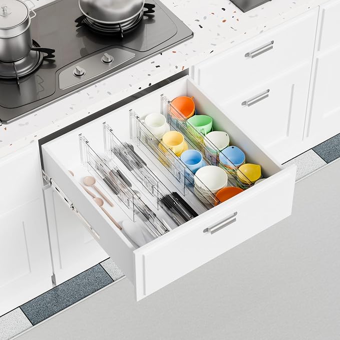 12 Pack Clear Acrylic Drawer Divider 6 Inch High, Expandable from 14-20'' - Image 9