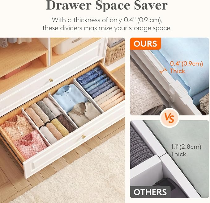 Lifewit 6" Tall Drawer Dividers, Adjustable Deep Drawer Organizer Clothes | 12 - Image 5