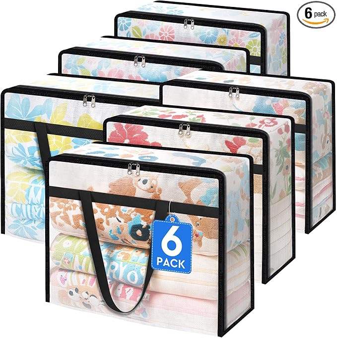 BlissTotes Moving Bags 40L 6PCS, Transparent Containers by BlissTotes
