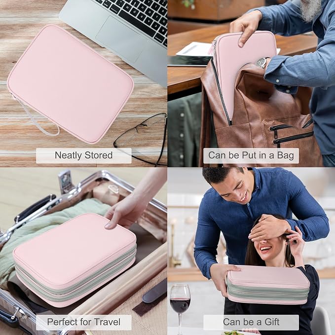 FYY Electronic Organizer, Travel Tech Pouch Bag, Extra Large, Light Pink | - Image 7