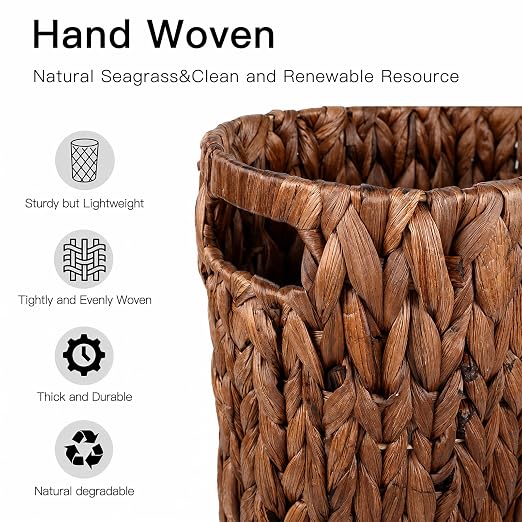 Coeusy Wicker Trash Can, Rattan Waste Basket - Image 5