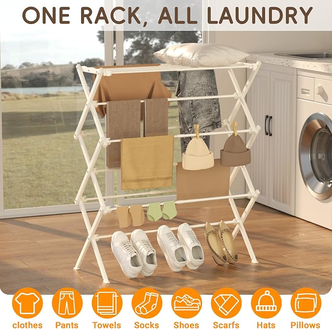 Foldable Clothes Drying Rack, Reinforced Joints, rustproof carbon steel - Image 8