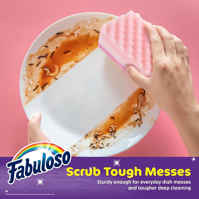 Fabuloso Scratch-Free Kitchen Dish Sponges, Rainbow Colors, scouring pad - Image 3