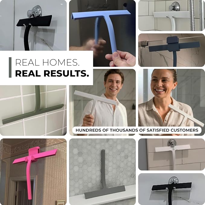 Silicone Shower Squeegee with 3-in-1 No-Drill Mount, Streak-Free & No-Squeak - Image 7