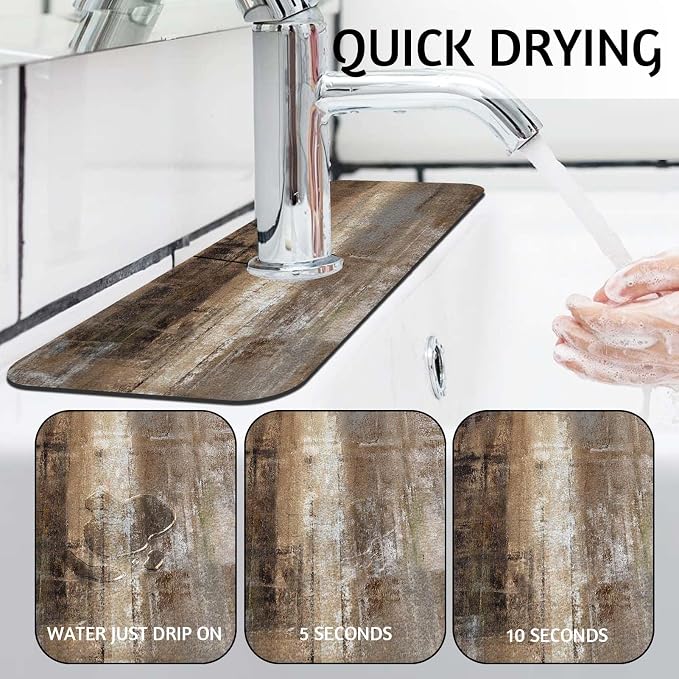 MCALK Dark Brown Kitchen Sink Faucet Mat Splash Guard, Absorbent Quick-Dry - Image 2