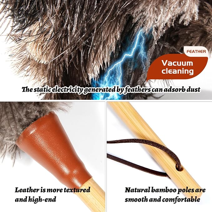 16 in Ostrich Feather Duster, Bamboo Handle, Natural ostrich feathers, Bamboo - Image 2