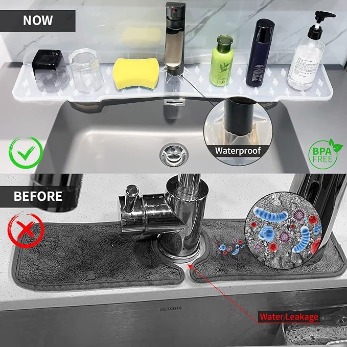 Gosmol Kitchen Faucet Sink Splash Guard Silicone Faucet Mat Clear XXL 30 In | - Image 7