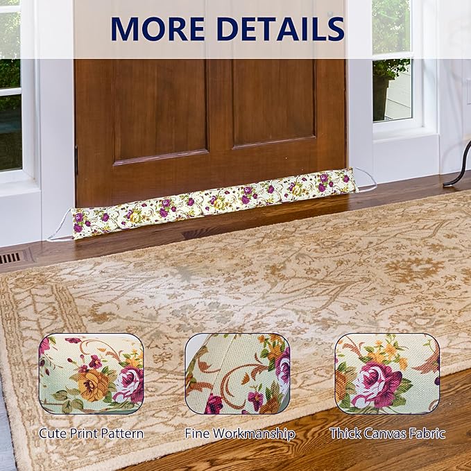2 Pack 40 Inch 4 Inch Wide Under Door Blocker Door Draft Stopper, Bottom - Image 5