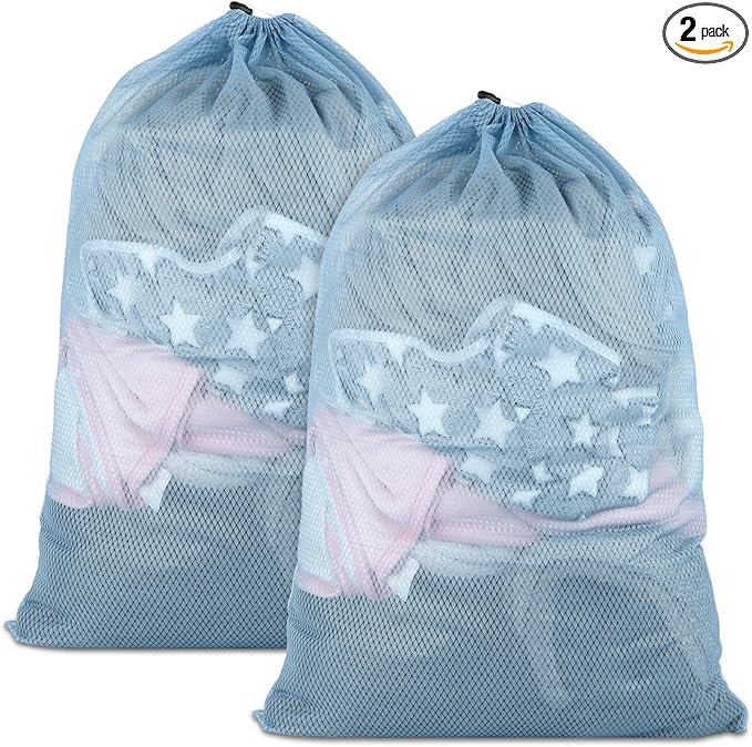2 Pack Mesh Laundry Bags 23x34 Inch Drawstring Locking by PEASUG