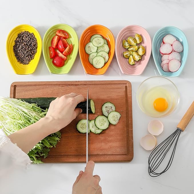 Spoon Rest, Porcelain Spoon Holder for Stove Top, Cooking Utensil Rest Kitchen Gadget Spoon Cradle for Spatula, Ladle, Tongs and Knife, Yellow