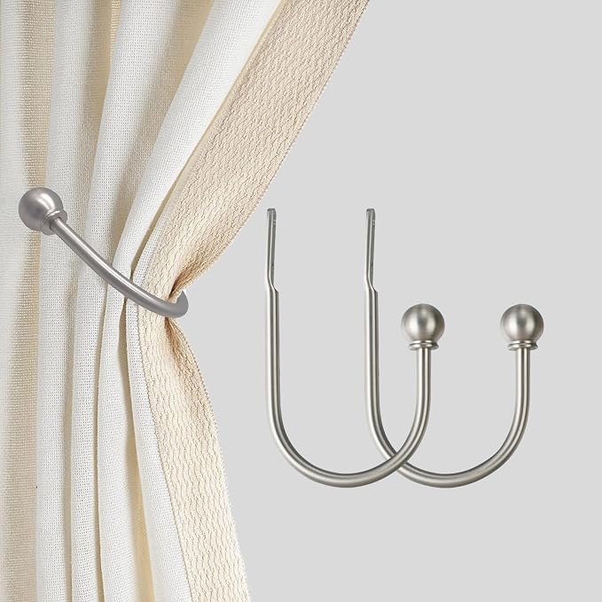 ARNORX Curtain Holdbacks Hooks Solid Steel Hooks Decorative French Ball End by ARNORX