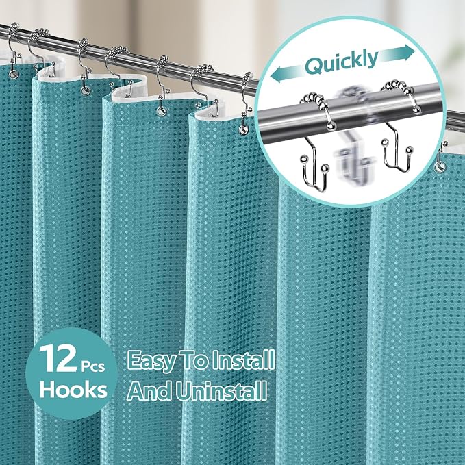 Vipfree 3 in 1 Shower Curtain Set, Waffle Shower Curtain and Liner Set - Image 2