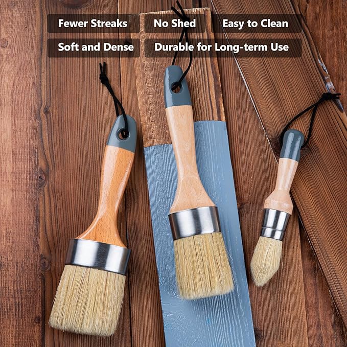Mister Rui Chalk Wax Paint Brush 3 pcs, Large Wax Brush - Image 2