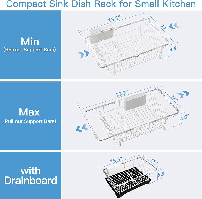 JASIWAY White Dish Drying Rack in Sink - Image 5