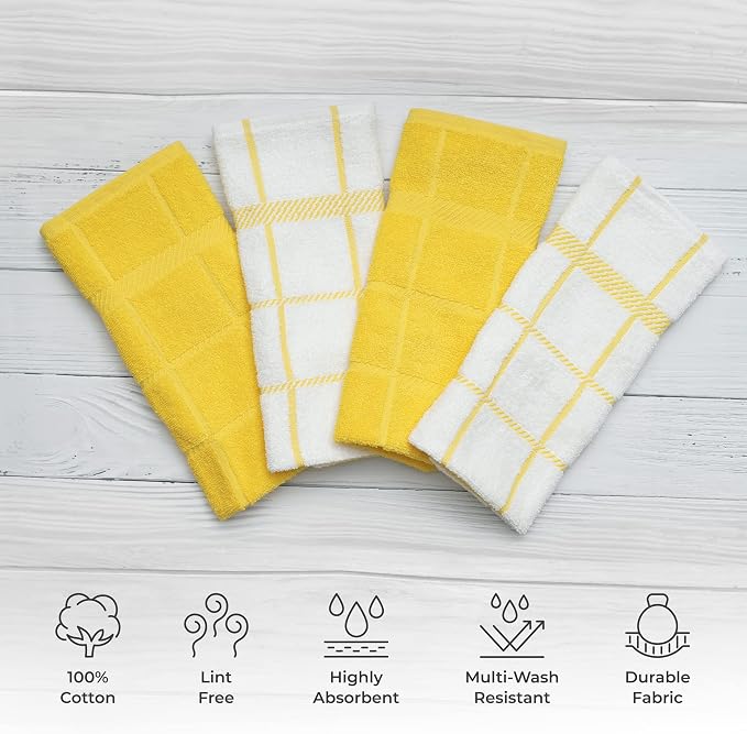 100% Cotton Terry Dish Towels, 4 pack16 x26 Inches, Super Soft and Absorbent - Image 2