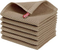 Homaxy 100% Cotton Waffle Weave Kitchen Dish Cloths 6-Pack, Tan | 12 x 12 Inches by Homaxy