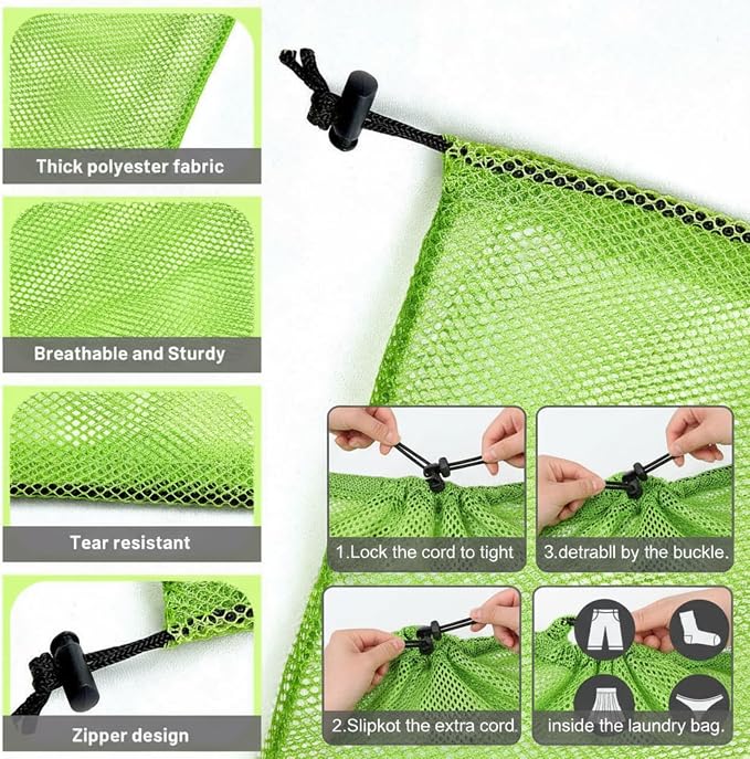 Berlune 12 Pcs 32 x 24 in Large Laundry Bag Colorful Extra Large Mesh Laundry - Image 2