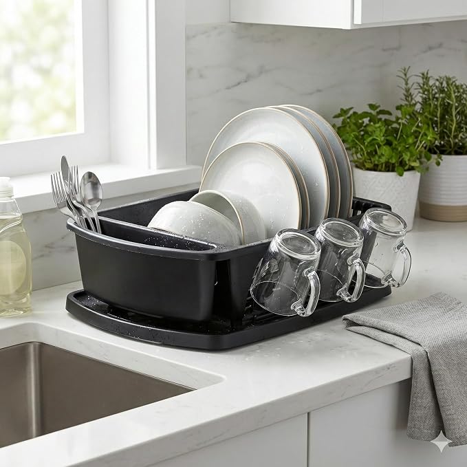 Tribello Sink Dish Drying Rack, Heavy Duty Hard Plastic Drying Rack, Dish - Image 2
