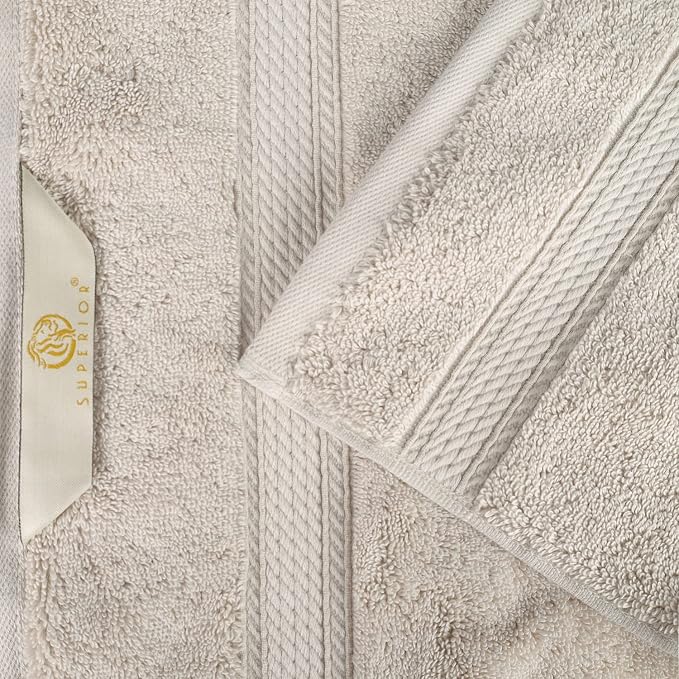 SUPERIOR Egyptian Cotton Ultra Plush & Absorbent, 8 Piece Set, Stone | Quick Dry - Image 8