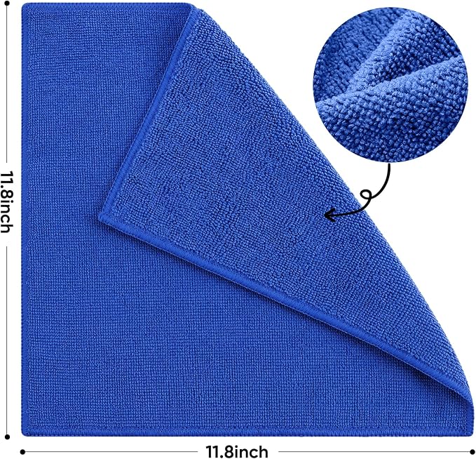 TEAWOO 10 PCS Navy Blue Microfiber Cleaning Cloths, Car Towels, Kitchen Towels - Image 2