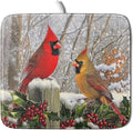 Winter Birds Dish Drying Mat Red Berry Dish Drainer Rack Mat Microfiber by Giwawa