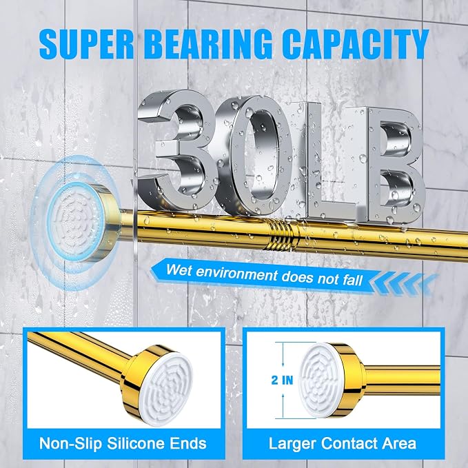 TEECK Shower Curtain Rod, 27-76 inch Adjustable Spring Tension Curtain Rod - Image 3