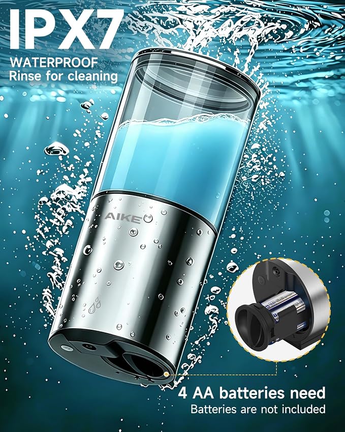 AIKE Automatic Soap Dispenser IPX7 Waterproof 13.5oz Polished Finish | No-Drill - Image 2