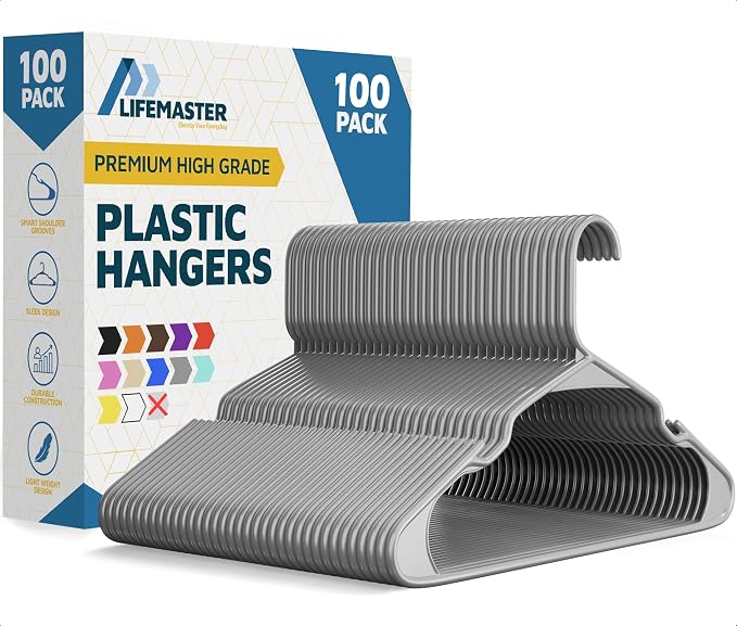 Lifemaster Plastic Clothes Hangers – Heavy Duty Hanger Set, by LIFEMASTER