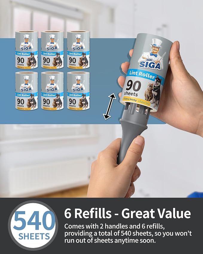 MR.SIGA Extra Sticky Lint Roller Pet Hair Remover - Image 5